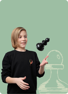 Шахматист подбрасывающий пешку в руках