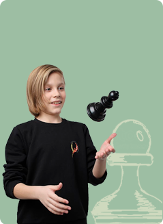 Шахматист подбрасывающий пешку в руках